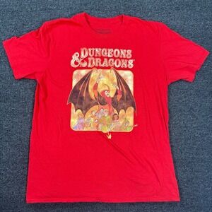 Dungeons & Dragons Graphic T Shirt Red Fantasy Dragon RPG Men's L